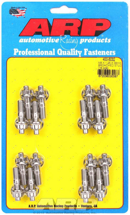 S/S Stud & Nut Kit (16) 8mm x 1.25in x 38mm