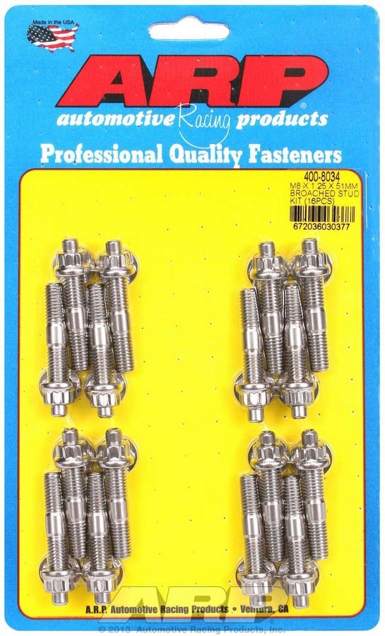 S/S Stud & Nut Kit (16) 8mm x 1.25in x 51mm